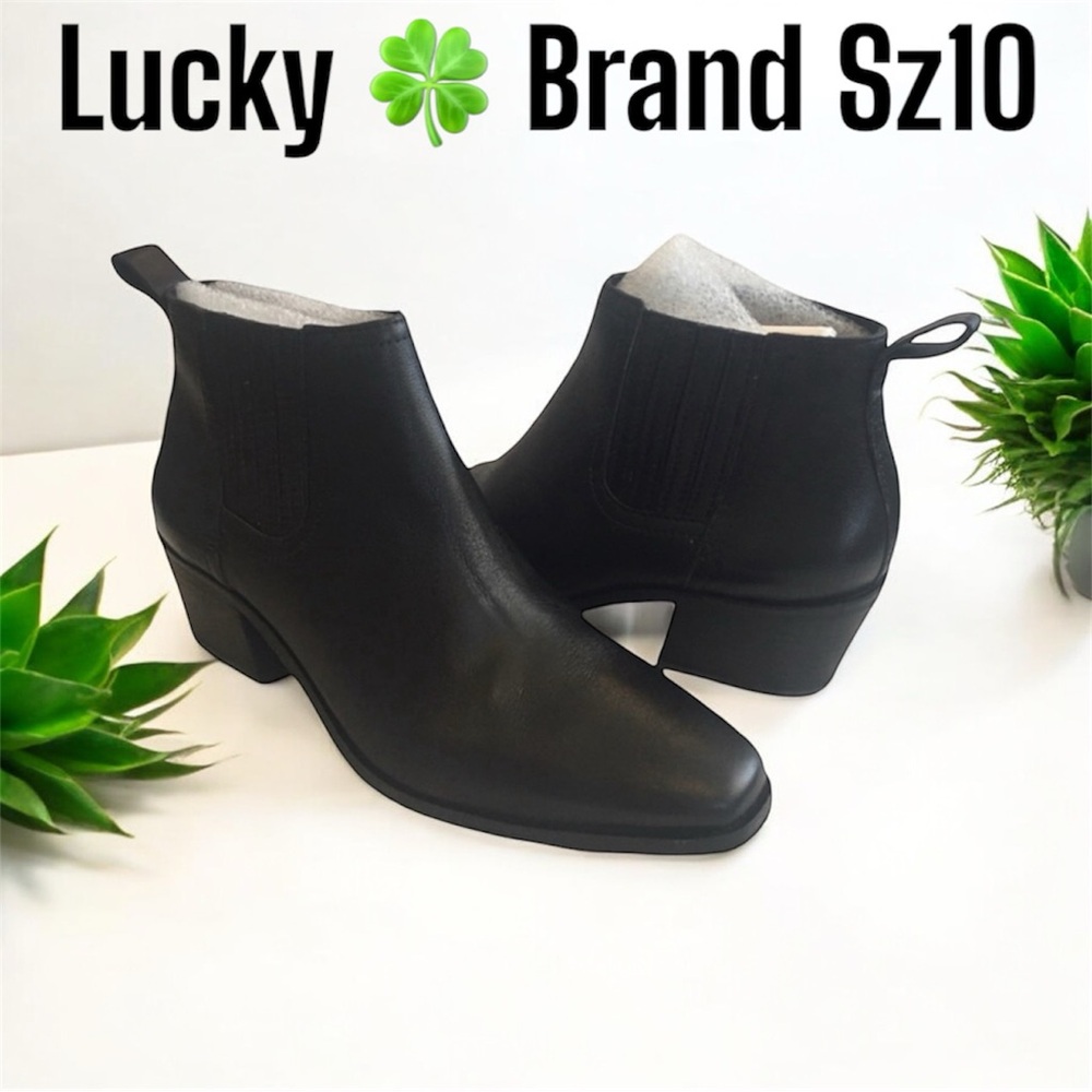 Lucky 🍀 Brand Black Smooth Leather Boots Size 10 NWOT